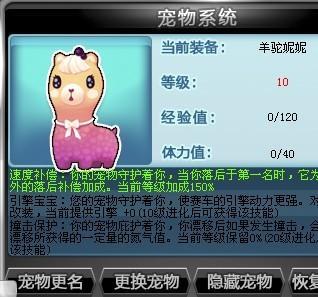 QQ飞车宠物羊驼妮妮的宠物技能和宠物功能